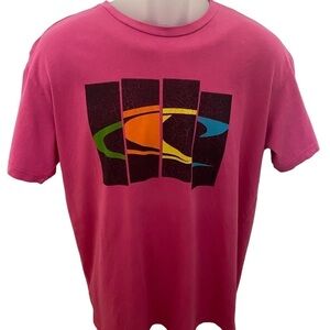 O’NEILL Surf Pink Colorful Logo Graphic Tee Shirt Men L Large